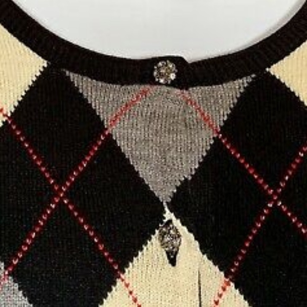 NEW YORK & COMPANY Womens Cardigan Sweater Argyle - Picture 4 of 8